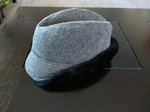 Thinsulate 100% Tweed Wool Fedora Hat w/ Ear Flaps Fleece Size Large Made in USA - Picture 1 of 11
