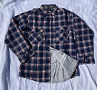 Vintage Sears Perma Prest Flannel Shirt Medium 15 155 Blue Plaid Quilted Lined