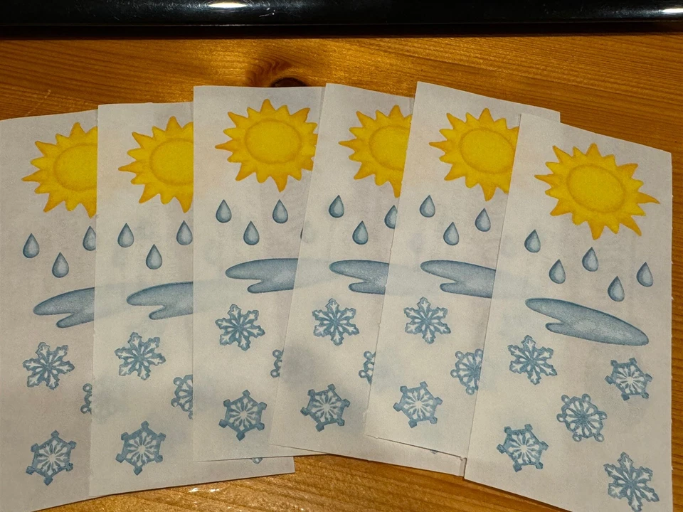Creative Memories Stickers -2" x 5"  Lot of 6 Weather, Rain, Sun, Snow - Image 1 of 1