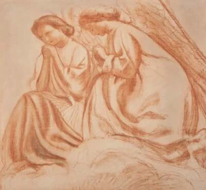 Maurice DENIS : Deux figures d'Anges en adoration, Lithographie - Imagen 1 de 4