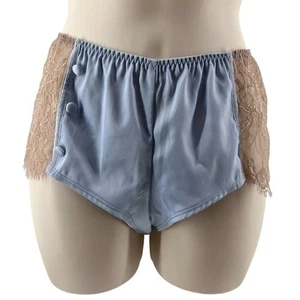 Delicates Blue Satin Hip Shorts Lace Hips Womens Size Large - Picture 1 of 5