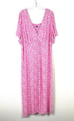 Old Navy Maxi Dress Size XXL Pink Babydoll Button Up Empire Waist Cottagecore - Image 1 of 4