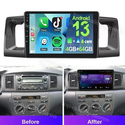 9'' Android 13 Car Stereo Radio GPS Navi 4+64G WIFI For Toyota Corolla 2003-2008 - Image 1 of 4