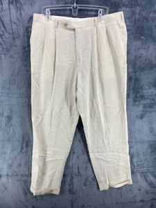 CHAPS RALPH LAUREN 100% Linen Pants Men’s Size 40x32 Tan Pleated Trousers NWT - Picture 1 of 14