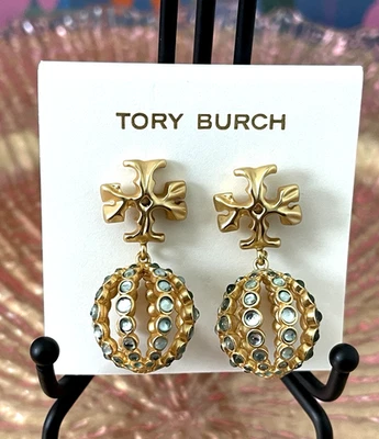 Pendientes Tory Burch Roxanne Pequeños Gota Cristal Azul NUEVO Foto 1 de 4