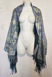 Envoltura de bufanda 100 % cachemir hecha en Alemania flecos floral arte Van Gogh muy suave - Imagen 1 de 11