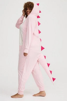 Torrid Pink Dinosaur Long Sleeve Body Suit PJs Halloween Costume Size 3/4X NWT - Image 1 of 4