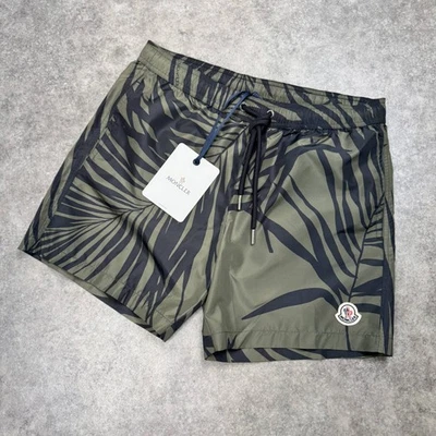 Moncler Palm Printed Green/Black Tech Swim Shorts RRP £325 — 第 1/4 张图片