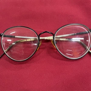 Vintage Giorgio Armani Schwarz Metall & Heller Marmor Gestell Runde Brille - Bild 1 von 10