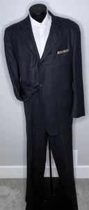 Brooks Brothers Golden Fleece Flannel 3/2 Roll Striped Suit Gray 44L 38x29.5 - Picture 1 of 23