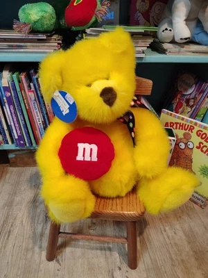RARE NEW W/TAG M&MS HUGGABLE FRIENDS COLLECTION PLUSH YELLOW FLOPPY BEAR YELLOW  - Image 1 of 4