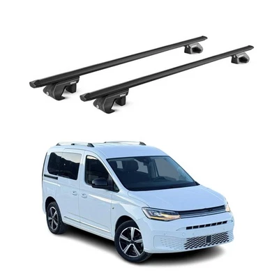 OMAC Dachträger Grundtäger für VW Caddy 2020-2025 5 tür 90kg Alu Schwarz 2 tlg ABE