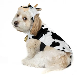 Lebendiges Leben Halloween Hund und Katze gefleckte Kuh Kostüm 2-teiliges Outfit Größe Small - Bild 1 von 8