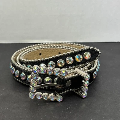 B.B. Cinturón Simon Cristal Estrás Tachonado Para Mujer Mediano Western Bling Vaquera Foto 1 de 4