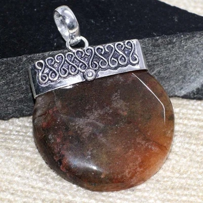 Colgante enchapado en plata 925 mookaite Cap Statement 1,8" joyería única JW Foto 1 de 3