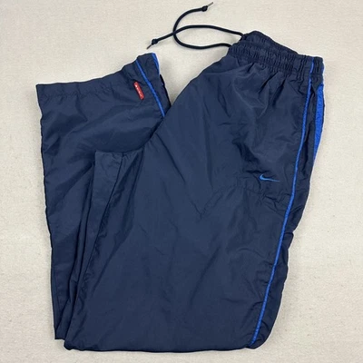 Pantalones Nike Vintage Hombres XL Azul Sólido Recto Cortavientos Bolsillos Y2K Años 2000 Foto 1 de 4