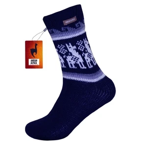 HANDMADE ANDEAN ALPACA MID CALF BLUE SOCKS - Picture 1 of 7
