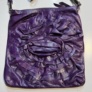 PURPLE ABRO MADE IN ITALY SHOULDER CROSS BODY PURSE HANDBAG - Picture 1 of 8