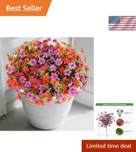 Artificial Flowers for Outdoors, 12 Bundles Fake Outdoor Flowers Faux Plants, UV - Picture 1 of 8