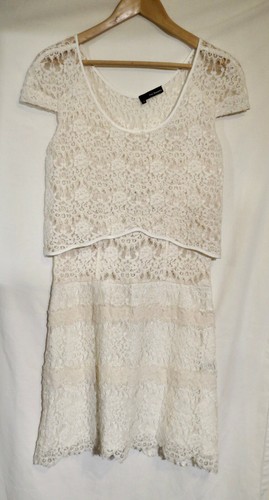 OFF WHITE The Kooples Abito bianco sporco con dettagli in pizzo taglia 40