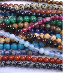 4/6/8/10mm Multicolor jade Labradorite Gemstone Round Loose Beads 15" - Picture 1 of 44