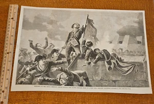 Harper's Weekly 1860 Skizze Druck Sergeant Jasper hisst South Carolina Flagge - Bild 1 von 1