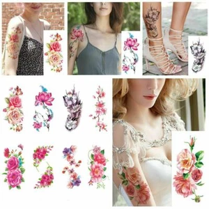 8 Sheets Flowers Waterproof Body Temporary Tattoos Stickers US - Picture 1 of 2