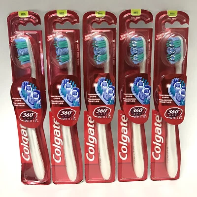Colgate 360° Optic White Toothbrush Medium Bristles Full Head 3 Colors | 5 Pack - Image 1 of 4