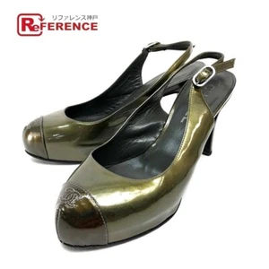 CHANEL enamel Heel pumps Green enamel 6 - Picture 1 of 9