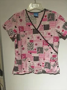 Pink & Black Breast Cancer Awareness Scrub Top Small - Picture 1 of 3