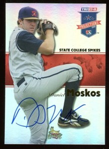 2008 State College Spikes DANIEL MOSKOS Signed Card autograph AUTO PIRATES RC