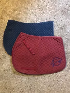 navy blue and maroon all purpose horse size saddle pads pair - Picture 1 of 17