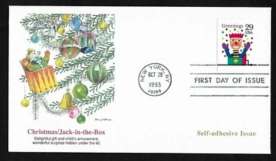 #2801 29c Christmas '93 - Jack-in-the-Box - Fleetwood FDC Die Cut  - Image 1 of 2