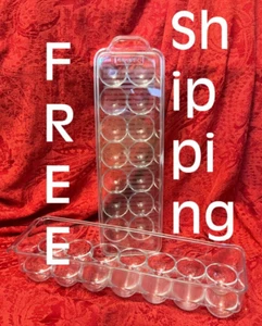 Clear Plastic EGG Cartons 14 Slots Ea, Crusiant with Lid, One Without 13.5" x 4" - Picture 1 of 9