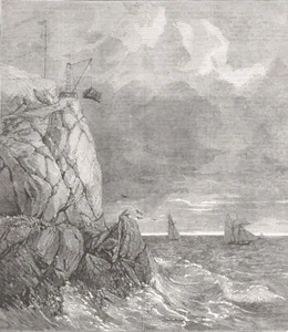 CORNWALL. Lizard Serpentine quarry, Cadgwith, Cornwall 1854 old antique print - Picture 1 of 1