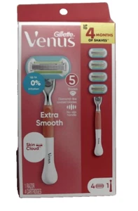 Gillette Venus Extra Smooth Handle + 4 Razor Blade Refills - Picture 1 of 3