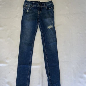 Abercrombie Kids Distressed Jeans Pants Girls Size 16 Slim - Picture 1 of 4