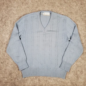 Vintage Sanger Harris Mens Large Wool Sweater Blue Vintage 1980's Yugoslavia - Picture 1 of 11