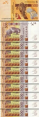 W.A.S, GUINEA BISSAU 500 Francs 2017, UNC, 10 Pcs LOT, Consecutive, P-New 919Sf - Image 1 of 4