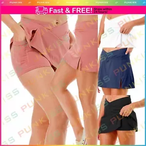 Womens Yoga Sports Gym Premium Tennis Pickleball Stretchy Short Skirt Skort - Picture 1 of 12