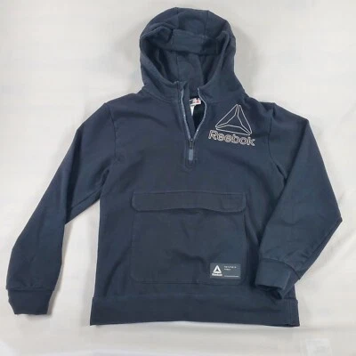 Reebok Youth Hoodie Size XL Black Pullover Kangaroo Pouch Long Sleeve 1/4 Zip  - Image 1 of 4