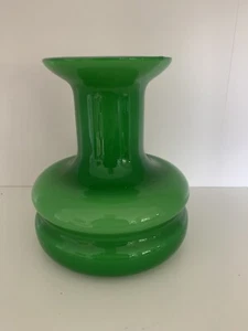 Vintage Green Hooped Glass Vase Mid Century Retro Chanteclair Belgium - Picture 1 of 6