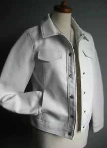 Marks and Spencer White Faux Leather Trucker Jacket Uk Size 6 - Picture 1 of 2