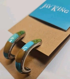 Jay King Mind Finds Mulit-Colored Turquoise Stones Sterling Silver 925 Earrings - Picture 1 of 9