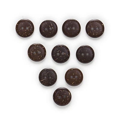 100pcs 2 Hole Brown Coconut Shell Buttons Sewing Scrapbooking Decor 10mm - Image 1 of 3
