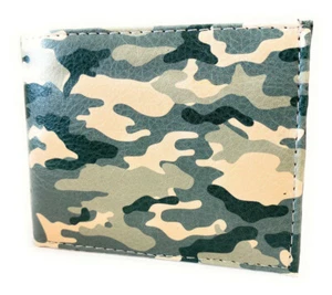 Para hombres Ejército Camuflauge Cuero Vegano Plegable Tarjeta Portafoto Billetera Bolso de Mano - Imagen 1 de 3
