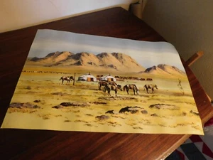 Wild Horses in Mountain Desert Original Oil Painting Signed - Picture 1 of 5