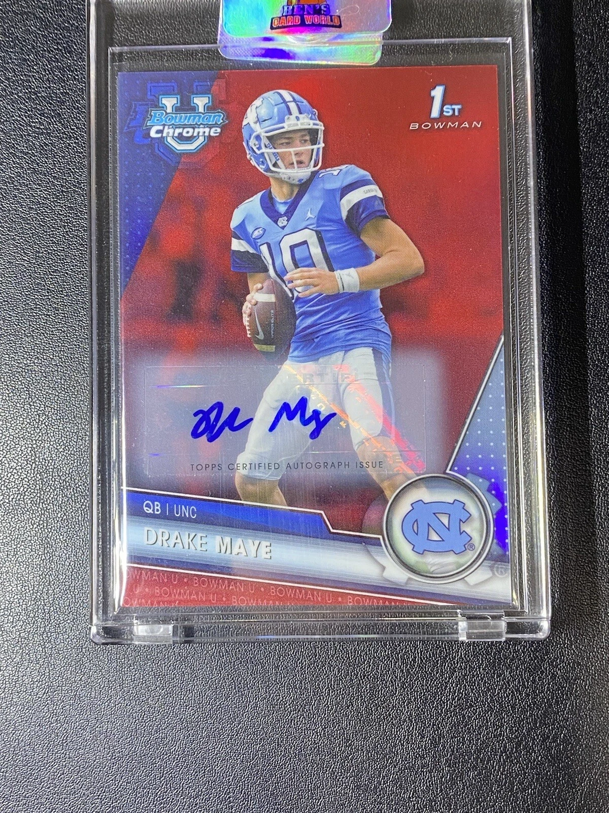 2023 Bowman Chrome U 1st Drake Maye Auto Red Refractor #200 #5/5