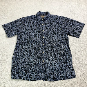 Camisa Cooke Street Adulto Mediana Negra Abotonada Hawaiana Velero Campamento Para Hombres - Imagen 1 de 8