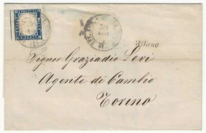 1860 Sardegna - 20 c. cobalto grigio Sassone 15Cb annullo Ambulanti Sez. Ticino - Foto 1 di 2